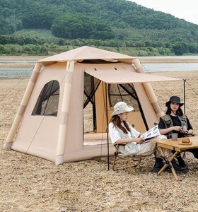 4-8人用空気入りテントキャンプアウトドアキャンプ用品増厚く雨除け折りたたみポータブル式