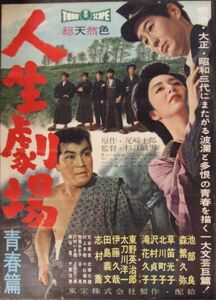 *2112M015 映画ポスター B２「人生劇場　青春篇」 杉江敏男、池部良、森繁久弥 1958年公開