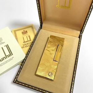 1円 【保存箱付】dunhill ダンヒル ローラー ガスライター ゴールド コレクション ヴィンテージ 喫煙具 高級 ヘアライン 総柄 ロゴ