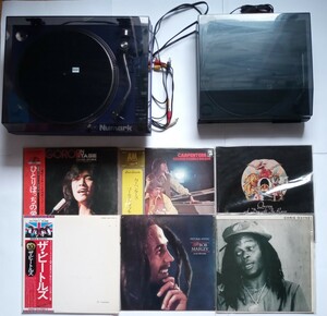 Numark aiwa レコードプレーヤー レコード6枚セット BOB MARLEY CHRIS WAYNE Queen ザ・ビートルズ カーペンターズ 野口五郎 LP