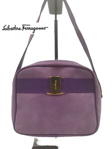 1円　美品　超高級　 Salvatore Ferragamo サルヴァトーレフェラガモ　ブランド　パープル　トートバッグ　肩掛け　スエード　YP301