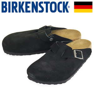 BIRKENSTOCK (ビルケンシュトック) 1027142 BOSTON ボストン スエードレザーサンダル BLACK レギュラー幅 BI345 41-約26.5cm