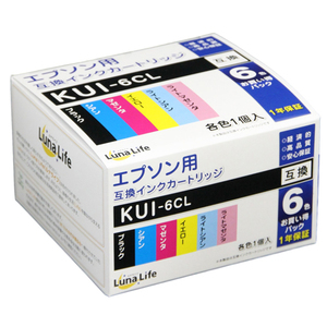 ワールドビジネスサプライ Luna Life エプソン用 KUI-6CL 互換インクカートリッジ 6本セット /l