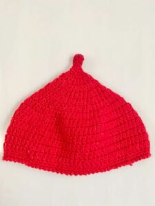 赤色とんがりニット帽 こびと帽子 小人帽 ニット帽子 1歳 男の子 女の子 冬可愛い帽子 手編み 手作り子供帽子 ハンドメイドワッチキャップ