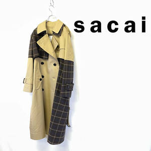 2020SS SACAI Gabardine and Melton Wool サカイ ウール 切替 トレンチコート size 1 20-05201 1112186