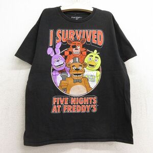 古着 半袖 Tシャツ キッズ ボーイズ 子供服 ゲーム ファイブナイツアットフレディーズ コットン クルーネック 黒 ブラック 24aug19