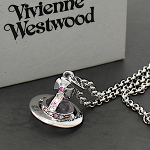 1円 ◆新品同様 Vivienne Westwood ヴィヴィアンウエストウッド ネックレス ペンダント オーブ ロゴ シルバー◆E.Cssl.tI-0