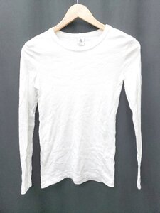 ◇ ⊂Φ PETIT BATEAU プチバトー シンプル　無地 長袖 Tシャツ　カットソー XS/14ANS ホワイト レディース P