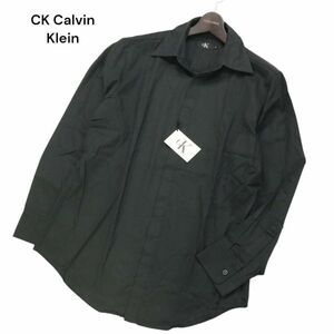 【新品 未使用】 CK Calvin Klein カルバンクライン 通年 長袖 コットン 比翼 シャツ Sz.M　メンズ 日本製　I4T01633_5#C