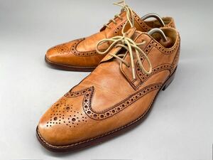 COLE HAAN コールハーン C09303 8M≒25.5cm レザーシューズ ビジネスシューズ 革靴 ウイングチップ メダリオン キャメル 本革