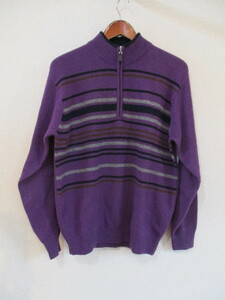 ANDRELUCIANO紫ボーダー襟ジップセーター（USED）102018B