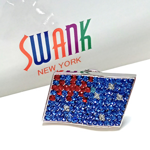 【swp28】SWANK　スワンク　ピンズ　ピンバッジ　オーストラリア国旗　クリスタルガラス　日本製　ブルー×レッド