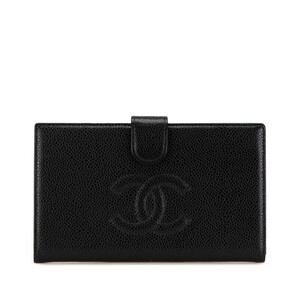 シャネル ココマーク 長財布 A13498 ブラック キャビアスキン レディース CHANEL 【中古】