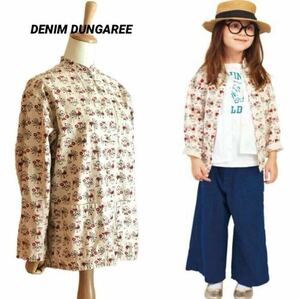 【DENIM DUNGAREE】 鳥花柄 チャイナシャツジャケット160cm