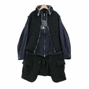 UNDERCOVER アンダーカバー 21AW 縮絨レイヤードブルゾンコート 3 ブラック ネイビー