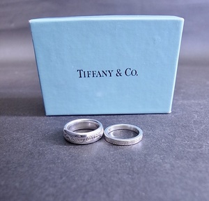 ★☆TIFFANY＆Co. ティファニー ノーツリング 2本セット ノーツ＆ノーツナロー シルバー925 バンドリング ブルーボックス付き☆★