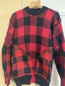 22ss sacai Buffalo Check Kint Pullover ブロックチェック ニット セーター nike ナイキ コルテッツ 22AW