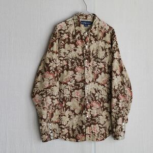 90s Ralph Lauren ウエスタン シャツ / ユニセックス 14 ブラウン ベージュ ピンク 花柄 レディース USA ビンテージ T4-09026-9440