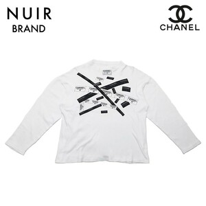 シャネル CHANEL 長袖Ｔシャツ ロゴテープ プリント ホワイト