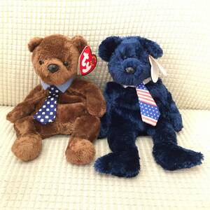 [玩具] ぬいぐるみ「tyビーニーベイビーズ」2体セット 可愛い Ty Beanie Babies「hero/pops」くま 熊 動物 アニマル 2001 2002 ネクタイ