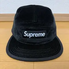 Supreme Velvet Taped Camp Cap ブラック 15aw