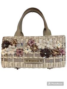 ★美品★ TOCCA トッカ　籠バッグ　カゴ　花　ラインストーン　