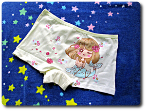 ё150♪可愛いマーメイドの幼児柄♡女の子用ボクサー ショーツ*レモン*綿混#JS4#JS5#新品 保管品*通学*人魚*ロリパン*ボブヘア*高学年