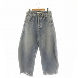 ウィムガゼット Whim Gazette ラインカーブDENIM デニムパンツ テーパード カットオフ ダメージ加工 ボタンフライ 36 ライトブルー /HK ■O