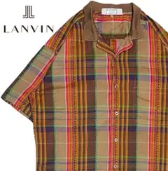 .LANVIN STUDIO チェック 半袖 シャツ エスニック ブラウン