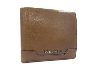 1円 ■美品■ BVLGARI ブルガリ レザー 二つ折り 財布 ウォレット 小銭入れ 札入れ カード入れ ブラウン系 FE7041