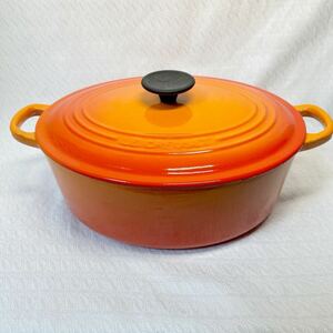 LE CREUSET ル・クル-ゼ　両手鍋　27 オレンジ　調理器具　フランス製　IH対応　現状品！