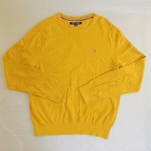 トミーヒルフィガー TOMMY HILFIGER 長袖Tシャツ カラシ色 S クルーネック ◎1-47