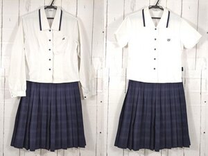 【as143】兵庫県立播磨農業高校 女子用学生服 制服 中間服・夏服ブラウス+夏服スカート◆f08