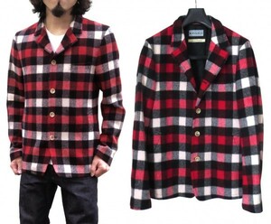 ジャーナルスタンダード 別注 ウールリッチ ブロックチェック柄 ウールメルトン ジャケット L レッド ブラック WOOLRICH テーラード コラボ