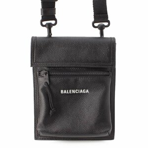 【バレンシアガ】Balenciaga　エクスプローラー ロゴ レザー ポシェット ショルダーバッグ 655982 ブラック 【中古】【正規品保証】204671