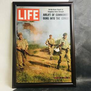 『 LIFE 表紙 ベトナム戦争 』ビンテージ広告　1960年代　当時物　Ｂ4　フレーム付 LIFE 雑誌 広告 ポスター 額付 アンティーク LIFE