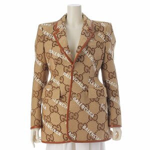 【グッチ】Gucci　バレンシアガ ザハッカープロジェクト ボーディング ジャケット ブラウン 46 【中古】【正規品保証】214401