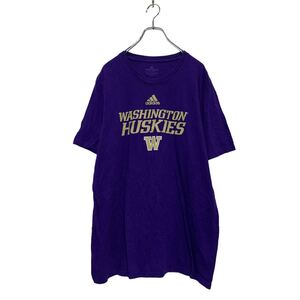 adidas 半袖 プリントTシャツ 2XL パープル アディダス ビッグサイズ HUSKIES クルーネック 古着卸 アメリカ仕入 a607-5373