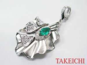 Pt900★ペンダントトップ エメラルド0.56ct◇ダイヤモンド0.19ct◆ソーティング付き 新品仕上げ済み/31789