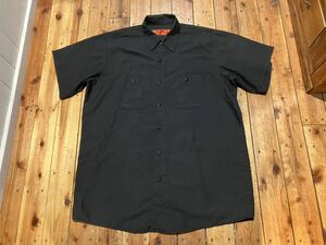 RED KAP USA輸入　黒　メンズL 半袖　100円スタート　売り切り　ワークシャツ　レッドキャップ 古着 半袖シャツ ブラック　卸