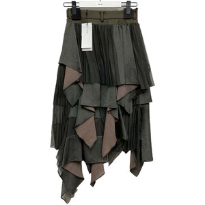 sacai　 22AW Chalk Stripe Skirt切替プリーツレイヤードアシンメトリースカート 商品番号：8069000079517