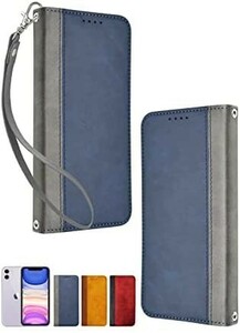 シズカウィル(shizukawill) iPhone11 手帳型 ケース カバー バイカラー スマホケース Navy Gray ネ