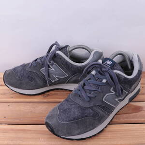 z6214【565】ニューバランス US8.5 26.5cm/紺 ネイビー グレー newbalance メンズ スニーカー 中古