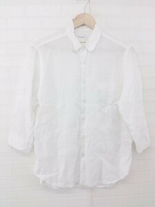 ◇ BEAUTY & YOUTH UNITED ARROWS シンプル リネン100% 長袖 シャツ カットソー ホワイト系 レディース P