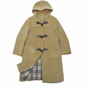 バーバリー ロンドン BURBERRY LONDON ウール アンゴラ混 ダッフルコート アウター ノバチェック柄裏地 ベージュ サイズ11号 レディース