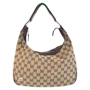 美品 GUCCI グッチ シェリーライン ベージュ シルバー金具 GGキャンバス/レザー 145757 ショルダーバッグ レディース 409503