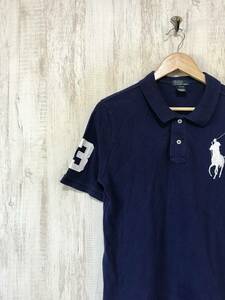 328☆【ビッグポニー ポロシャツ】RALPH LAUREN ラルフローレン ナンバリング3 アメカジ 紺 XL