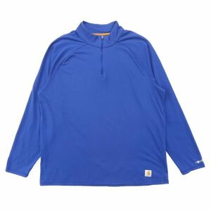 古着 カーハート CARHARTT プルオーバー ロングスリーブTシャツ ロンT ハーフジップ ブルー サイズ表記：XL　gd67214