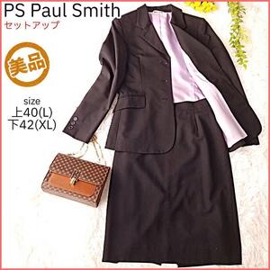 【大きいサイズ】ポールスミス セットアップ フォーマル スカート ウール レディース 上40L 下42XL ブラック 黒 PS Paul Smith【T437】