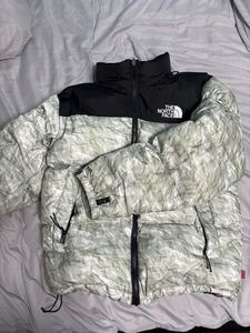 Supreme / The North Face Nuptse Jacket White Paper Print ヌプシ ダウン Jacket ノースフェイス M シュプリーム ダウンジャケット